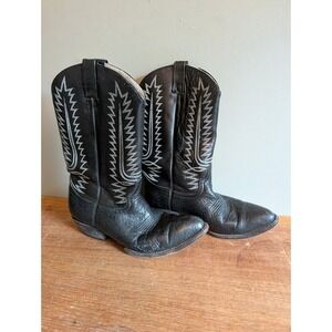 Vintage Cowtown Mens Black Leather Western Cowboy Boots Handmade Mexico 10.5
